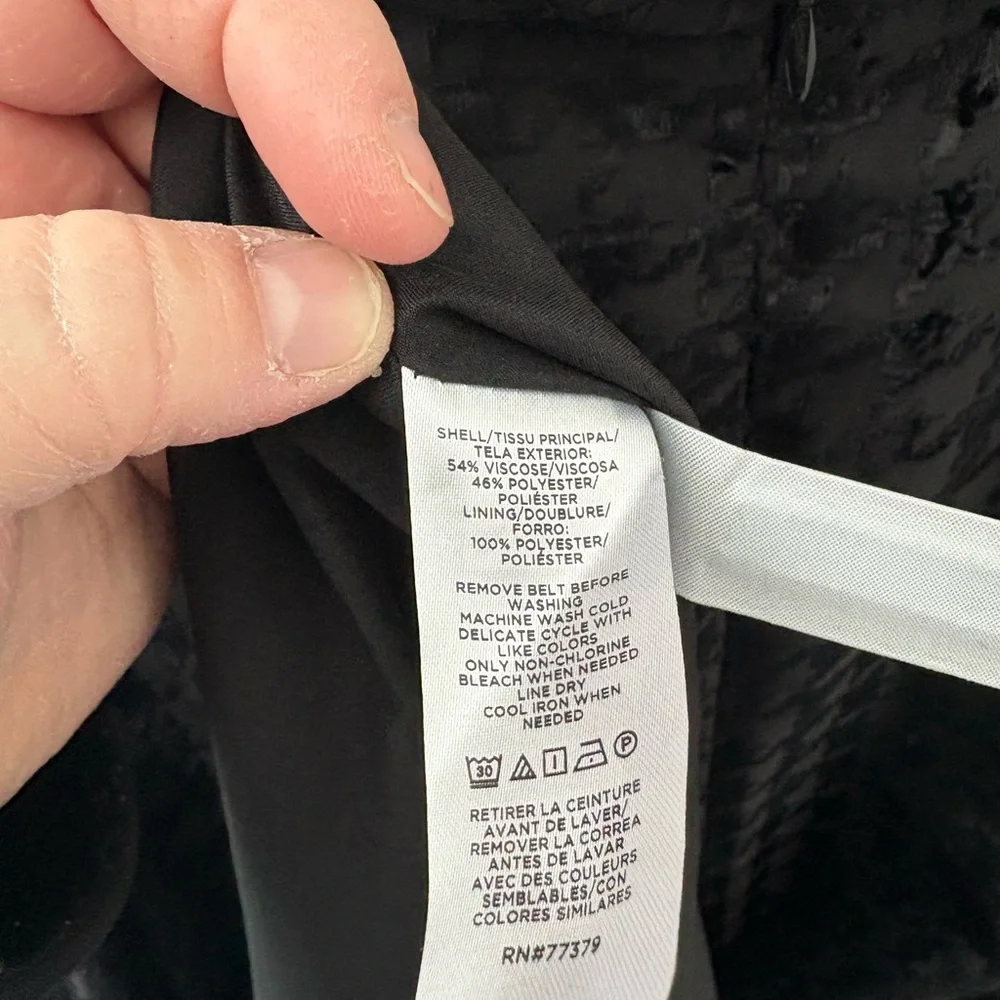 Ann Taylor NWT Black Houndstooth Sheer Sleeve A-Line Belted Dress Size 16 - Picture 11 of 11